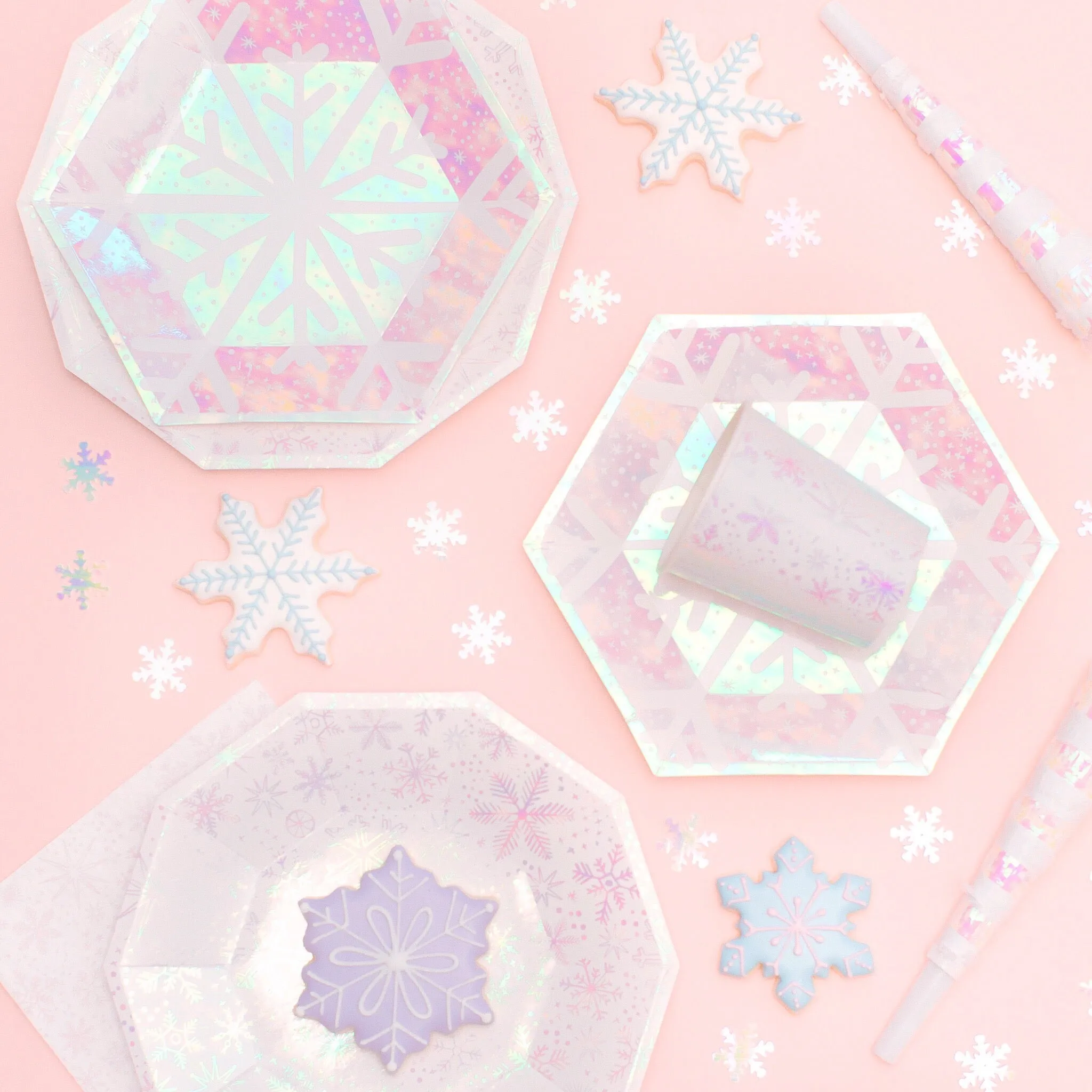 Frosted Iridescent Snowflake Dessert Plates 8ct
