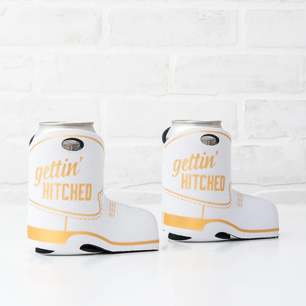 Gettin' Hitched Cowgirl Boot Can Coozie