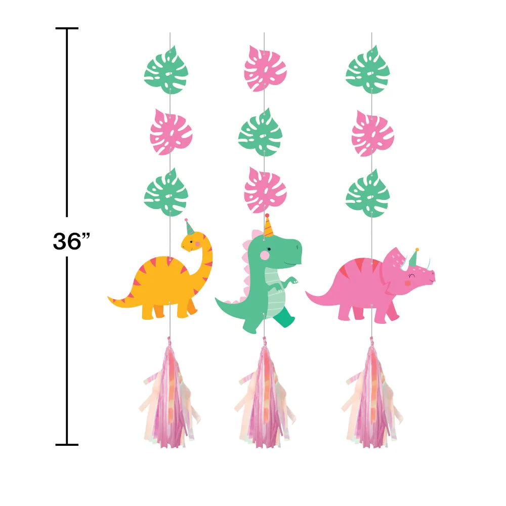 Girl Dinosaur Hanging Decorations 3ct