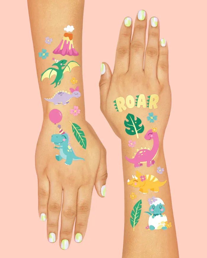 Girl Dinosaur Temporary Tattoo Sheets 2ct