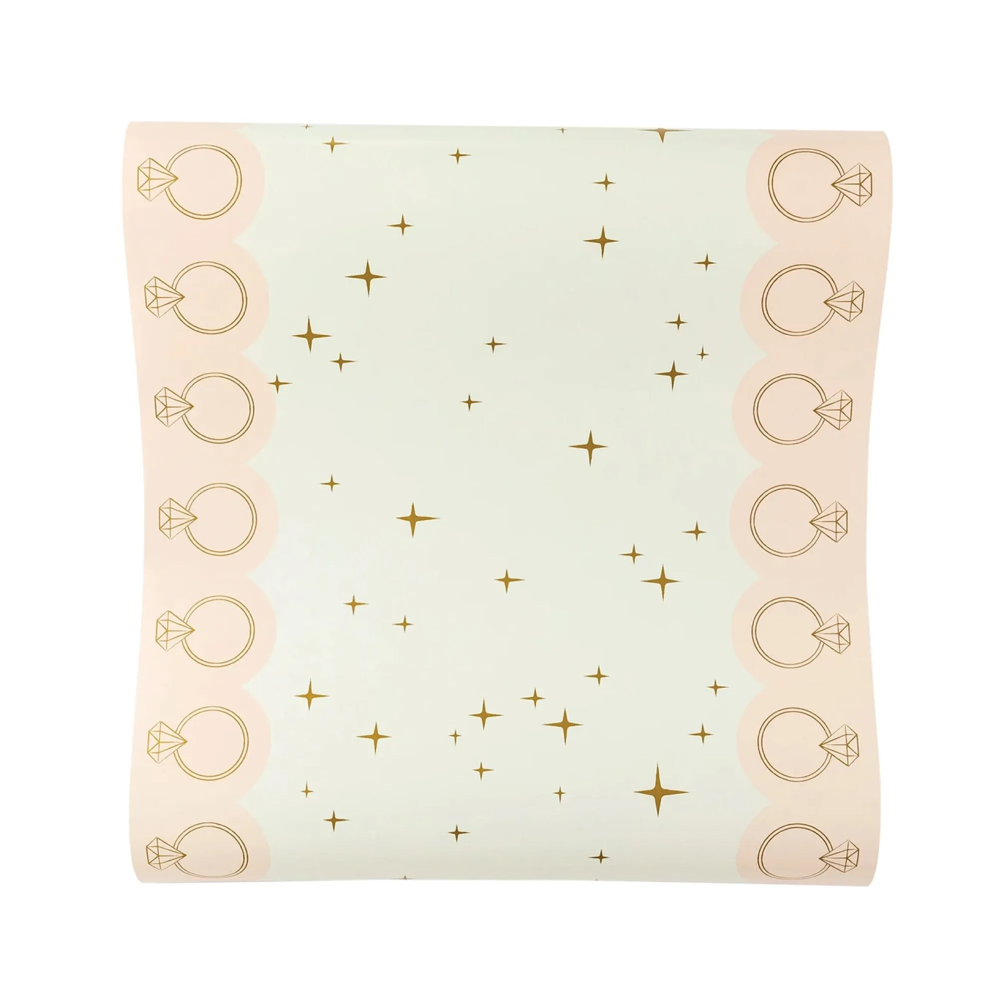 Gold & Pink Diamond Ring Paper Table Runner 10ft
