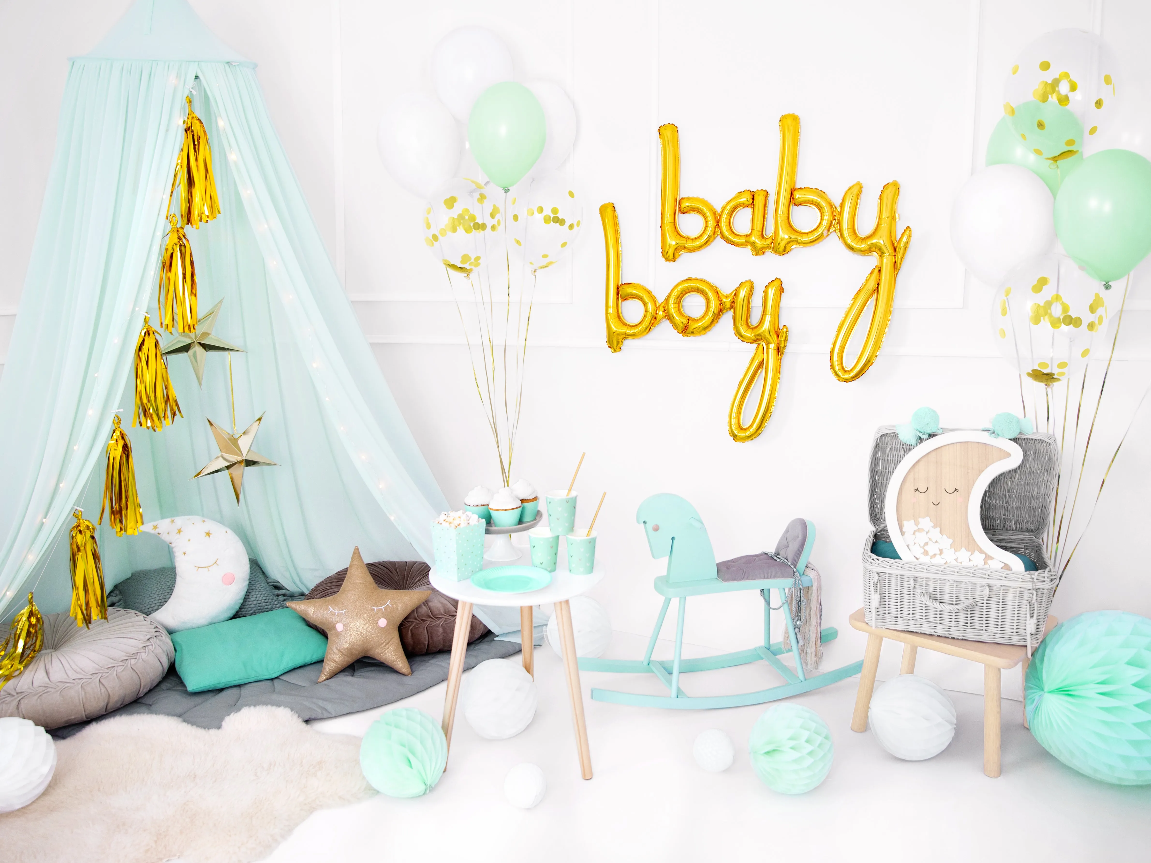 Gold Boy Letter Balloon Banner 25in