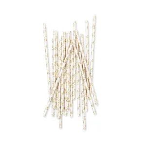 Gold Foil Heart Paper Straws 25ct