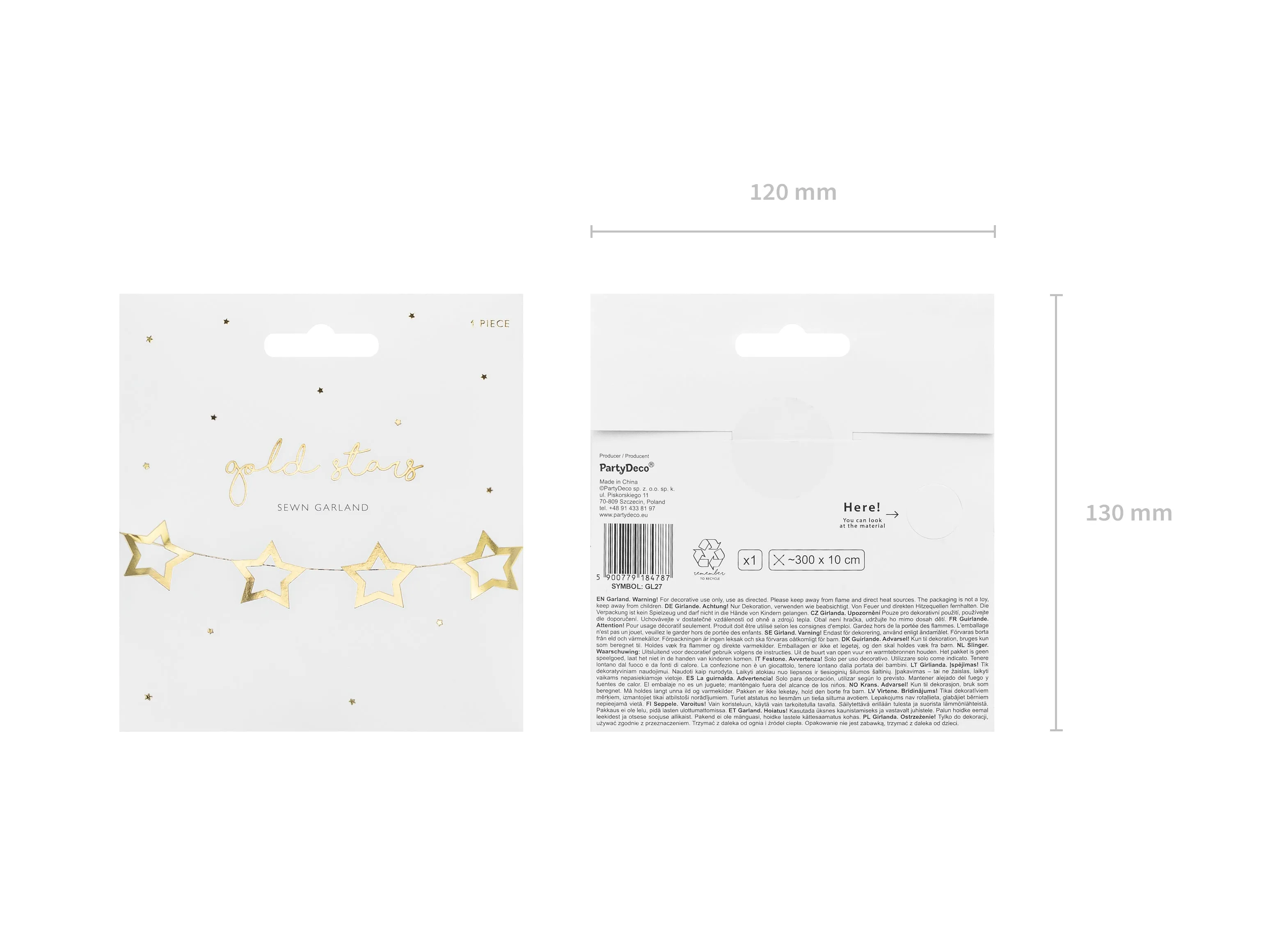 Gold Foil Stars Garland 10ft