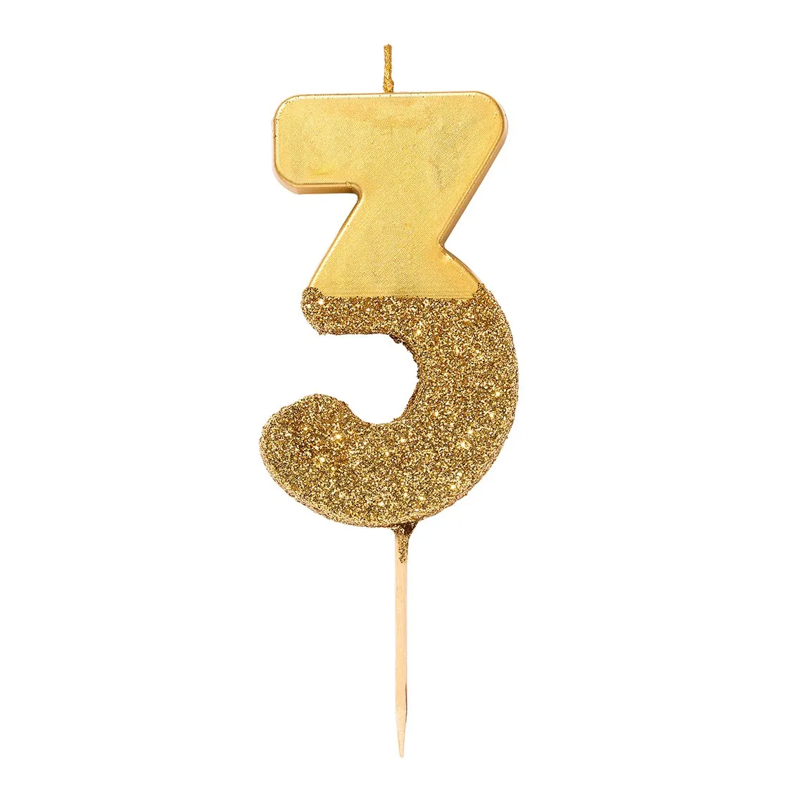 Gold Glitter Dipped Number Birthday Candle