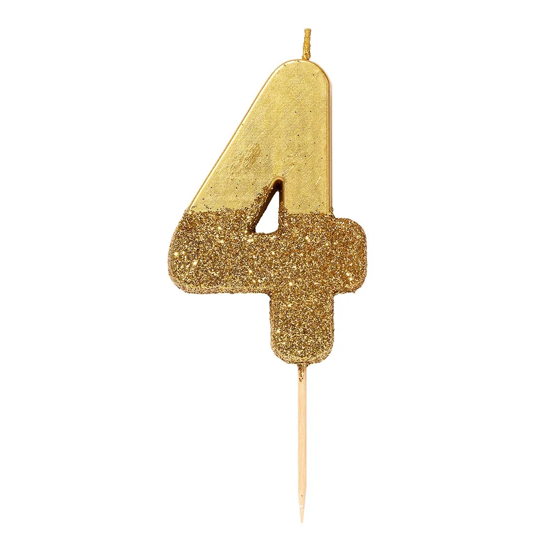 Gold Glitter Dipped Number Birthday Candle