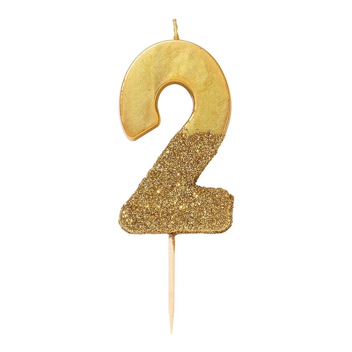 Gold Glitter Dipped Number Birthday Candle