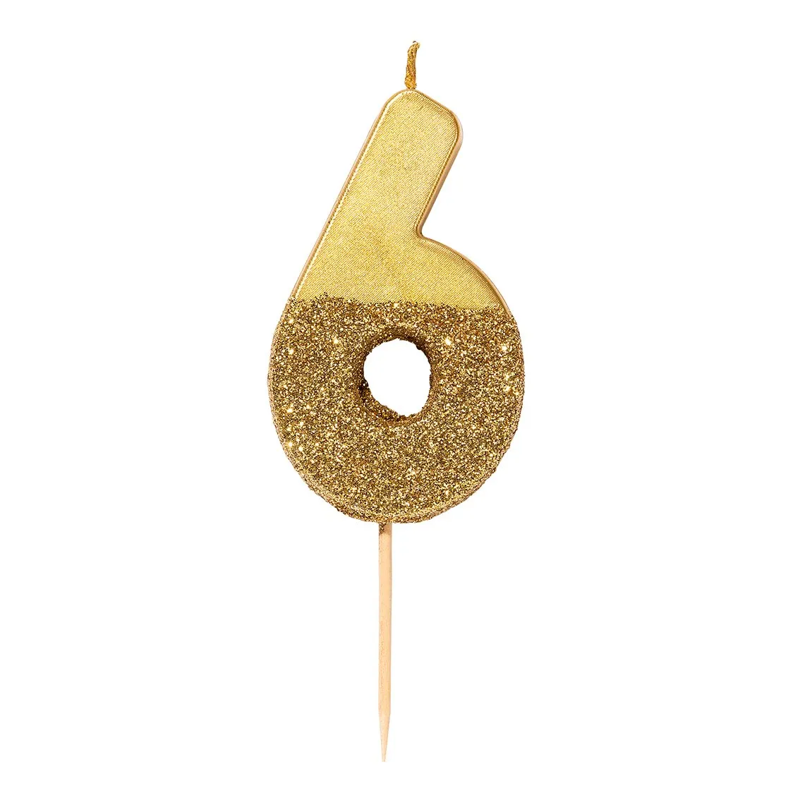 Gold Glitter Dipped Number Birthday Candle