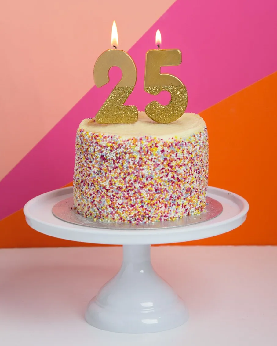 Gold Glitter Dipped Number Birthday Candle