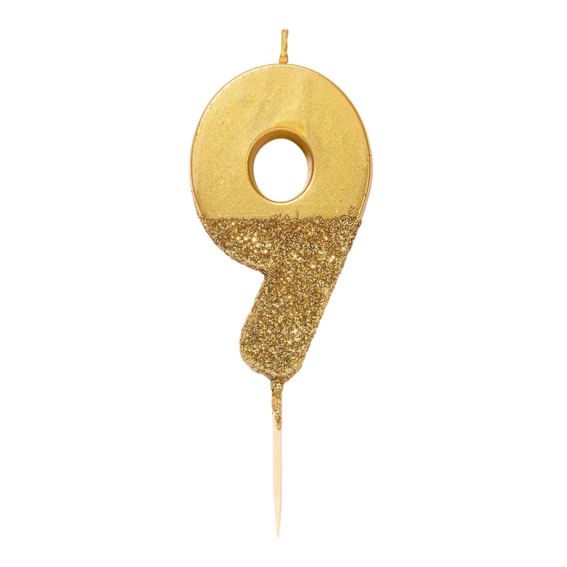 Gold Glitter Dipped Number Birthday Candle