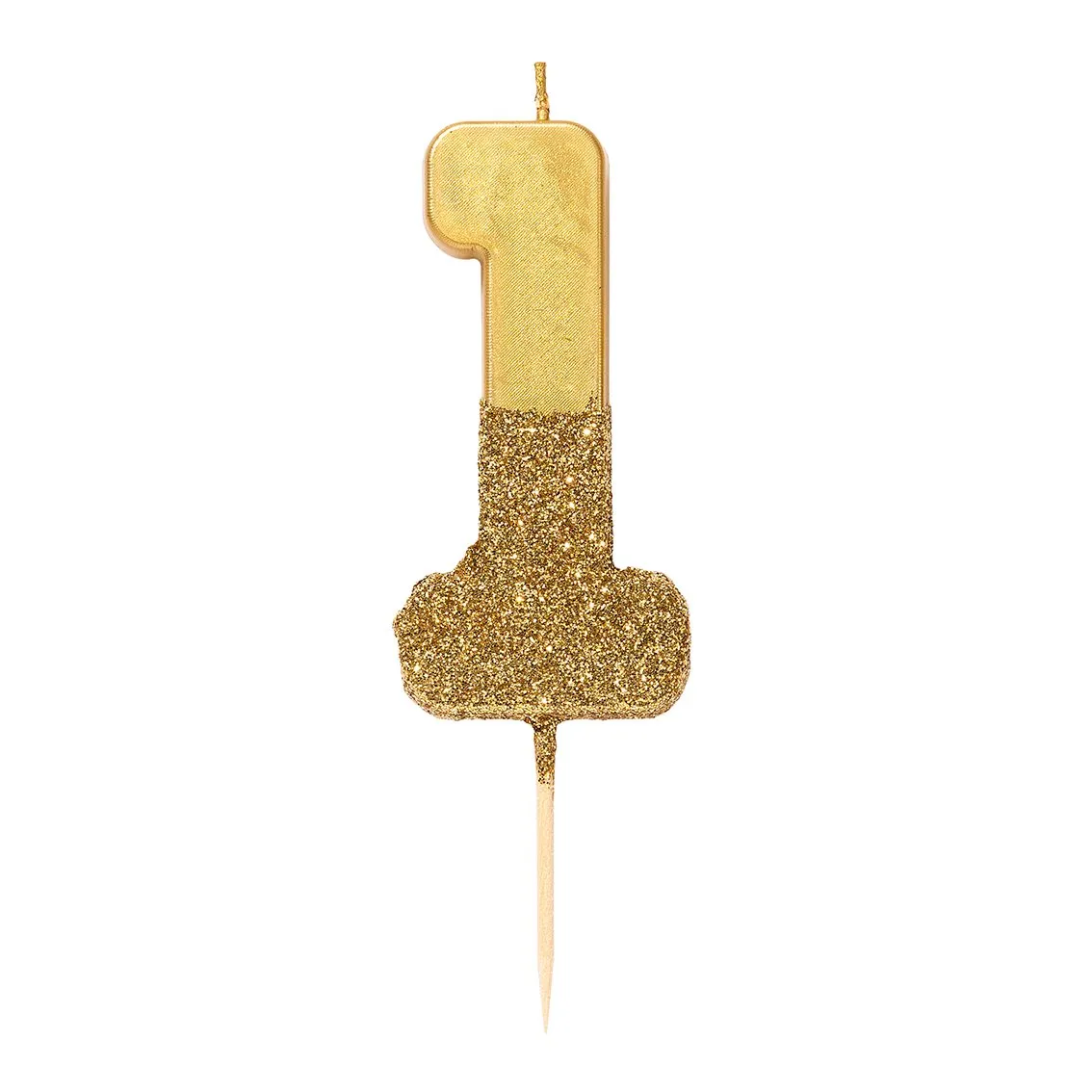 Gold Glitter Dipped Number Birthday Candle