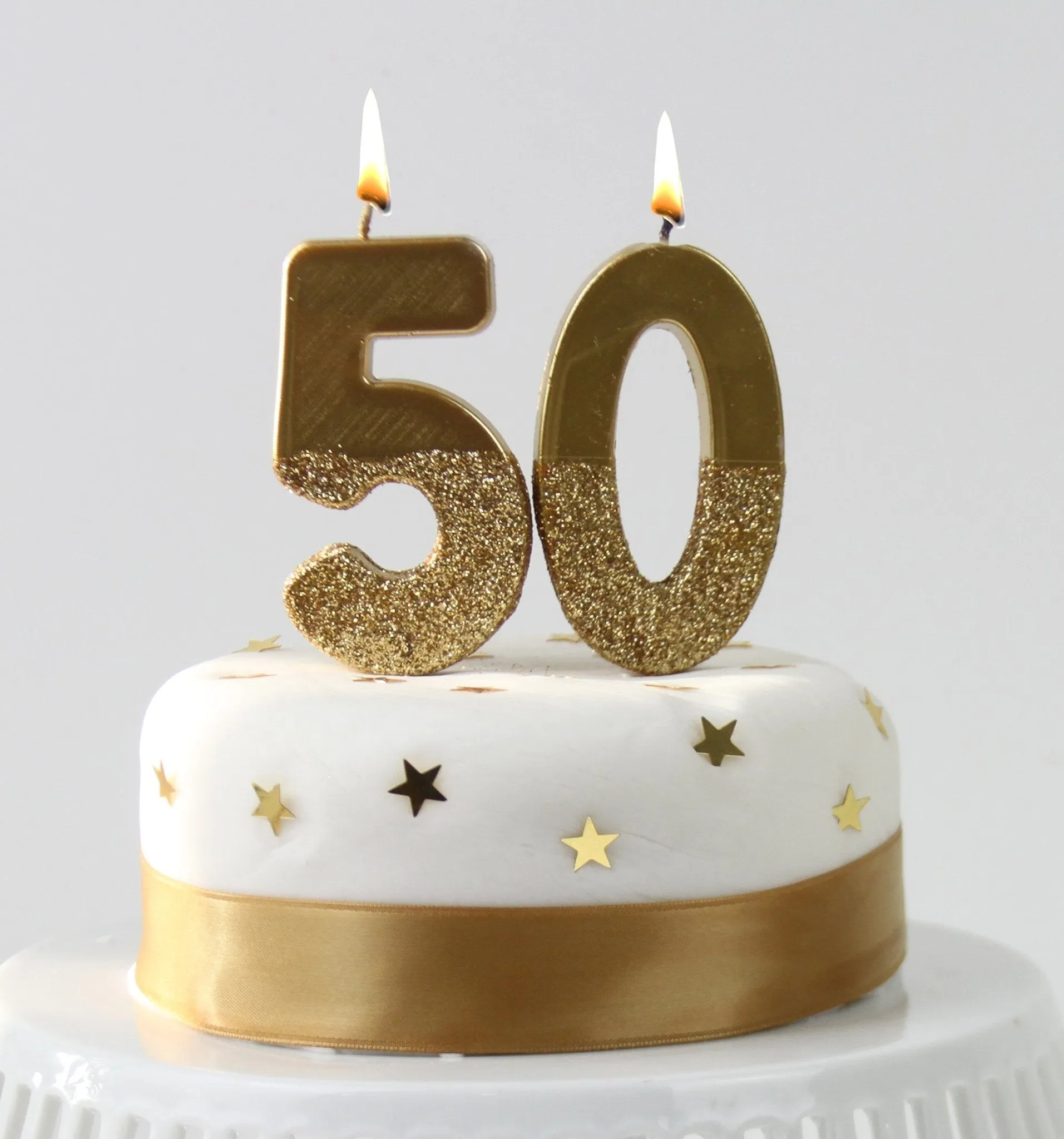 Gold Glitter Dipped Number Birthday Candle