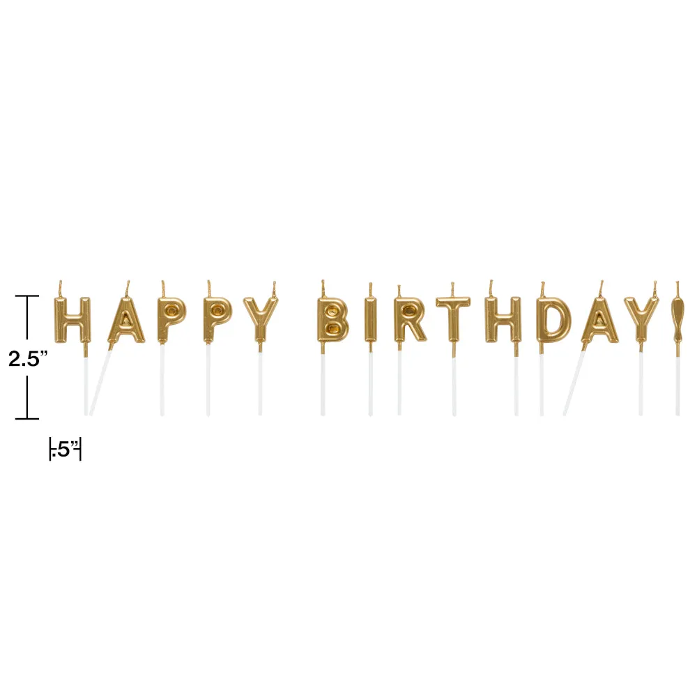 Gold Happy Birthday Candle Set 14ct
