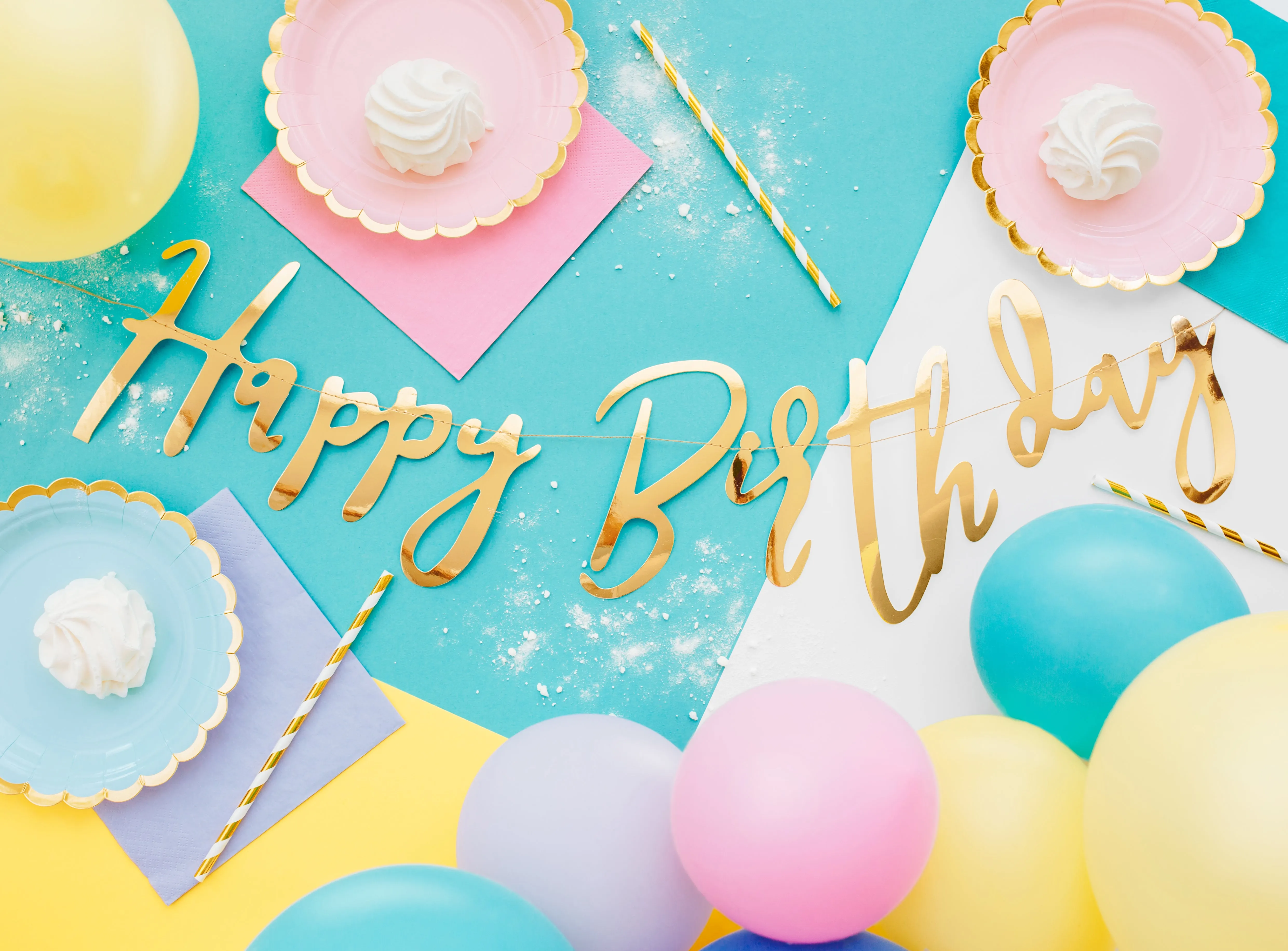 Gold Happy Birthday Letter Banner 2ft