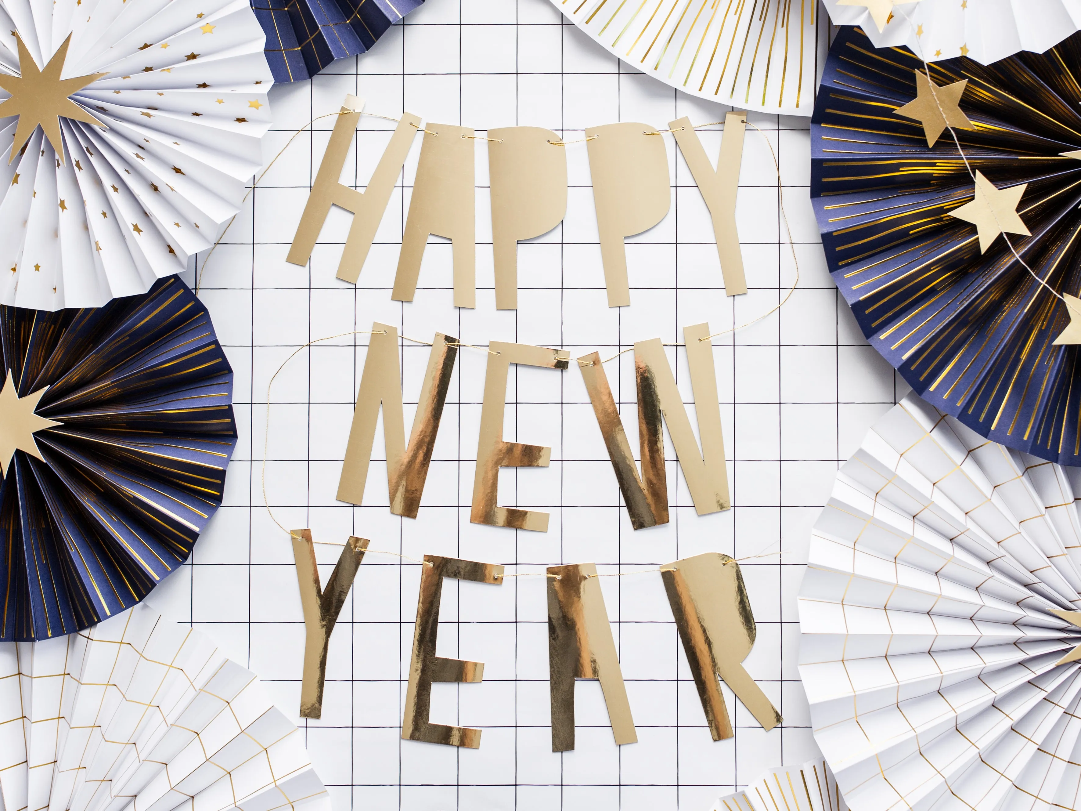 Gold Happy New Year Banner 3ft