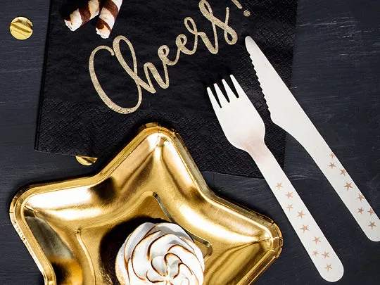 Gold Stars Wooden Cutlery Set for 6