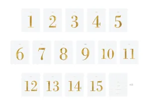Gold Table Numbers for Wine Bottles (1-15) 30ct