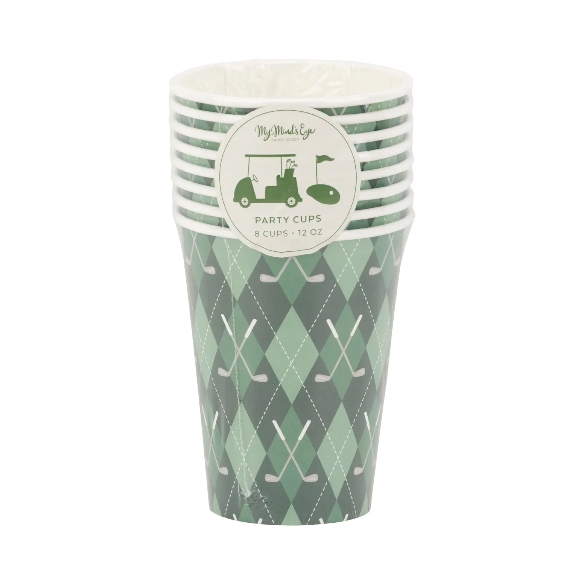 Golf Plaid Paper Cups 8ct