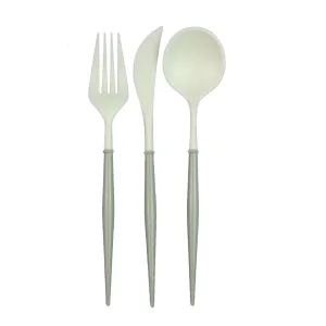 Gray & White Plastic Cutlery Set for 4