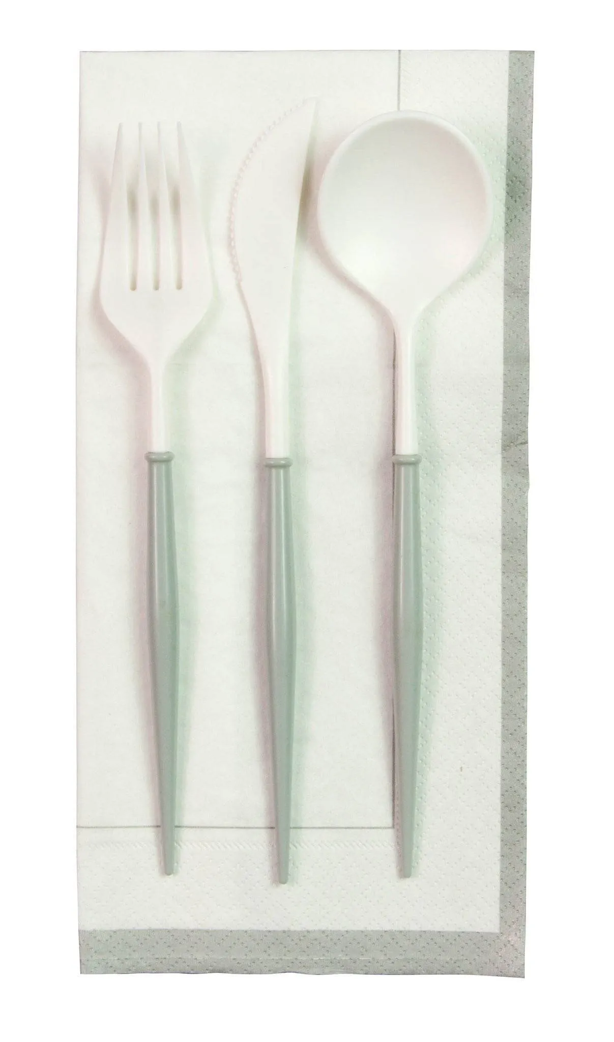 Gray & White Plastic Cutlery Set for 4