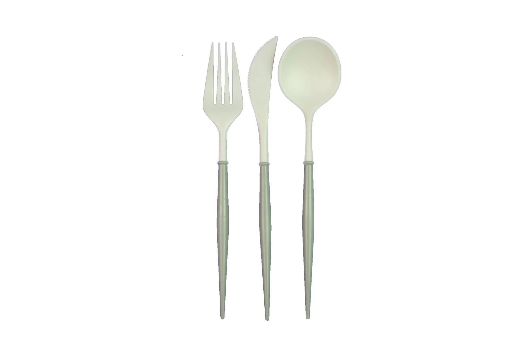 Gray & White Plastic Cutlery Set for 4