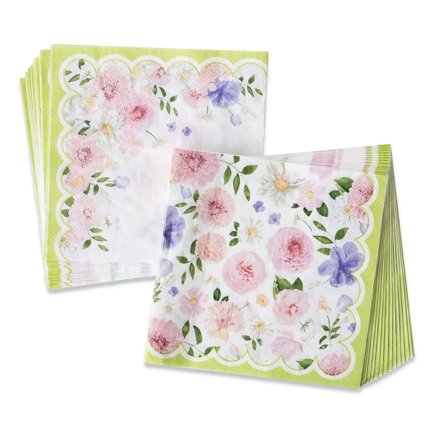 Green Floral Tea Party Lunch Napkins 30ct