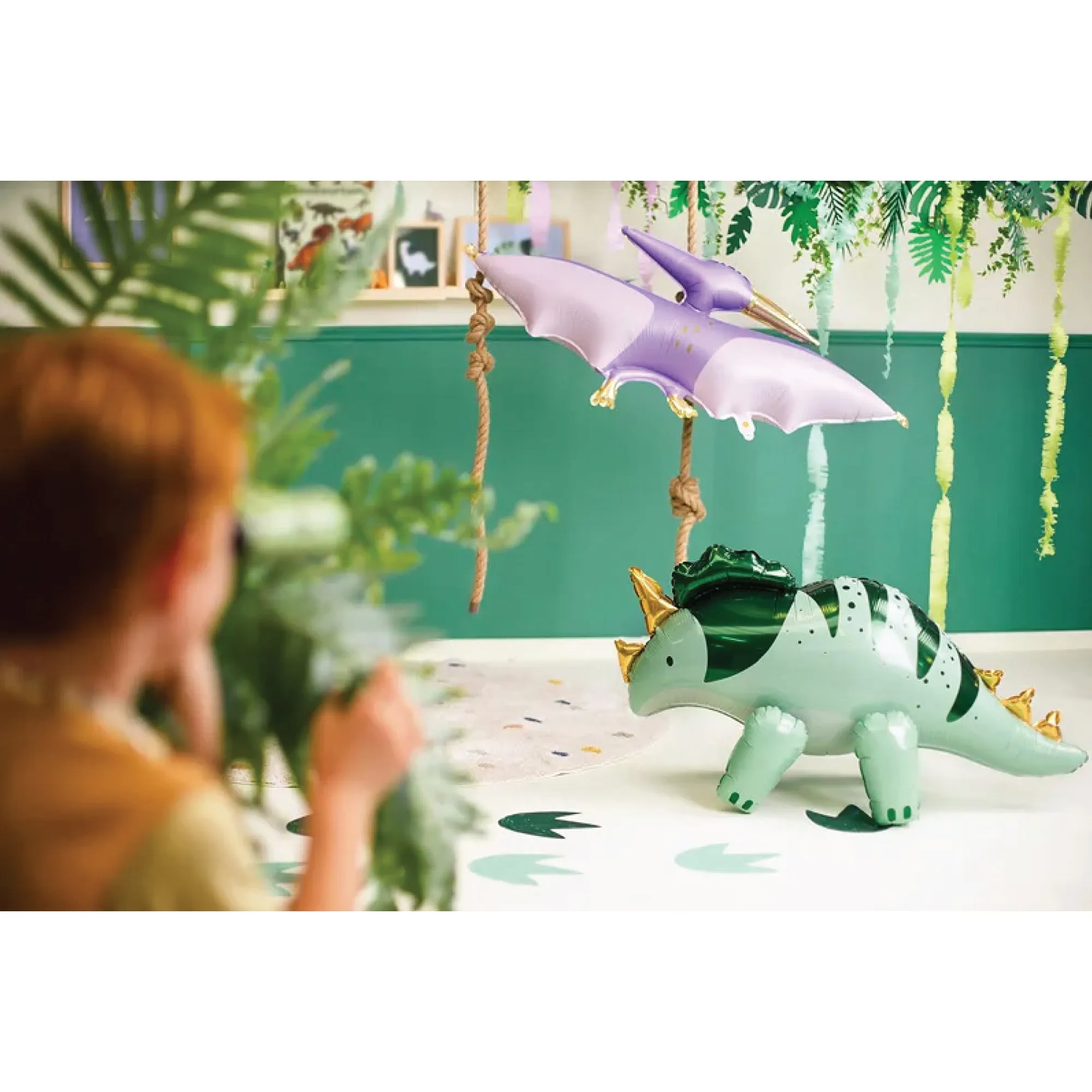 Green Standing Triceratops Balloon 36.5in