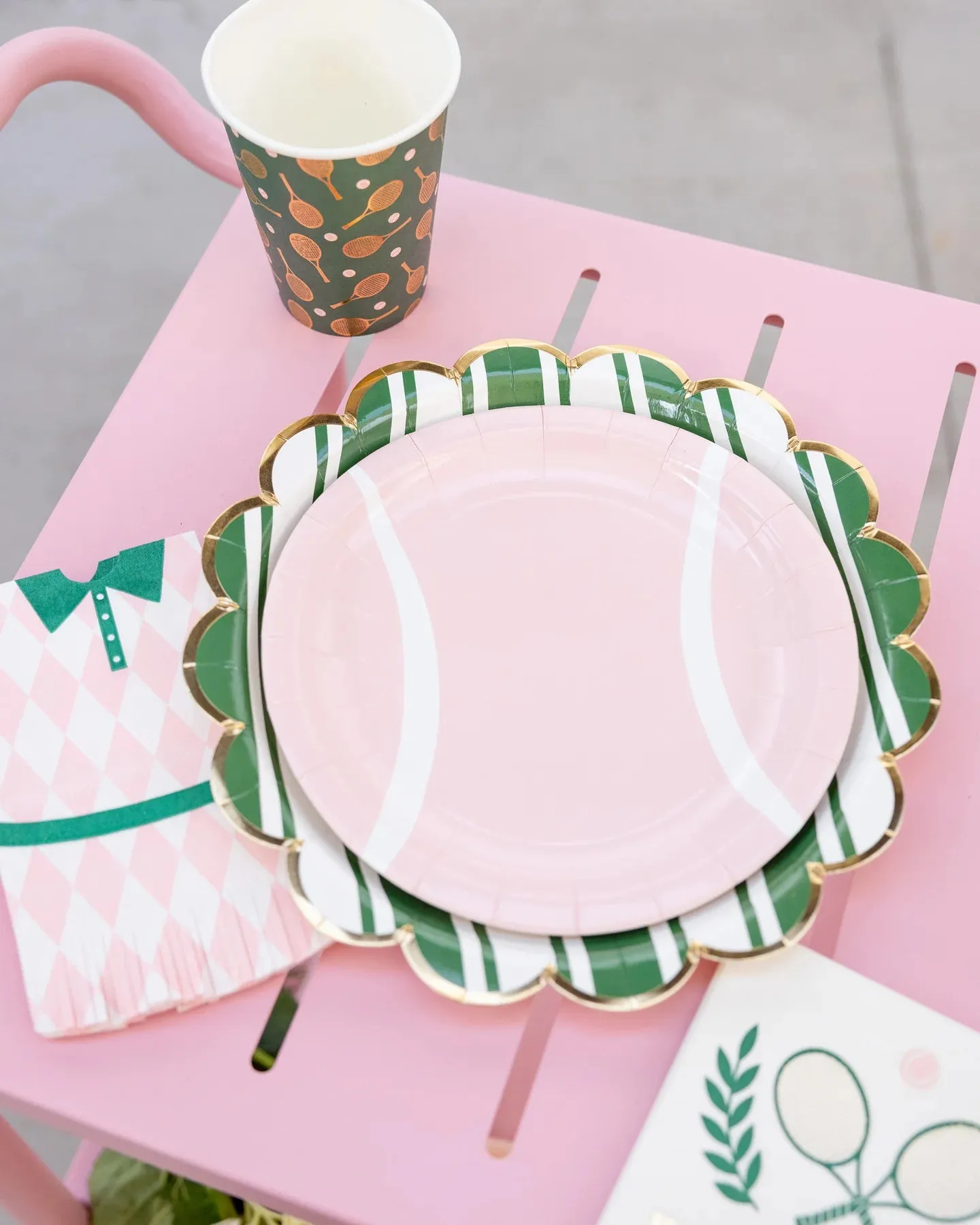 Green Striped Tennis Lunch Plate 8ct