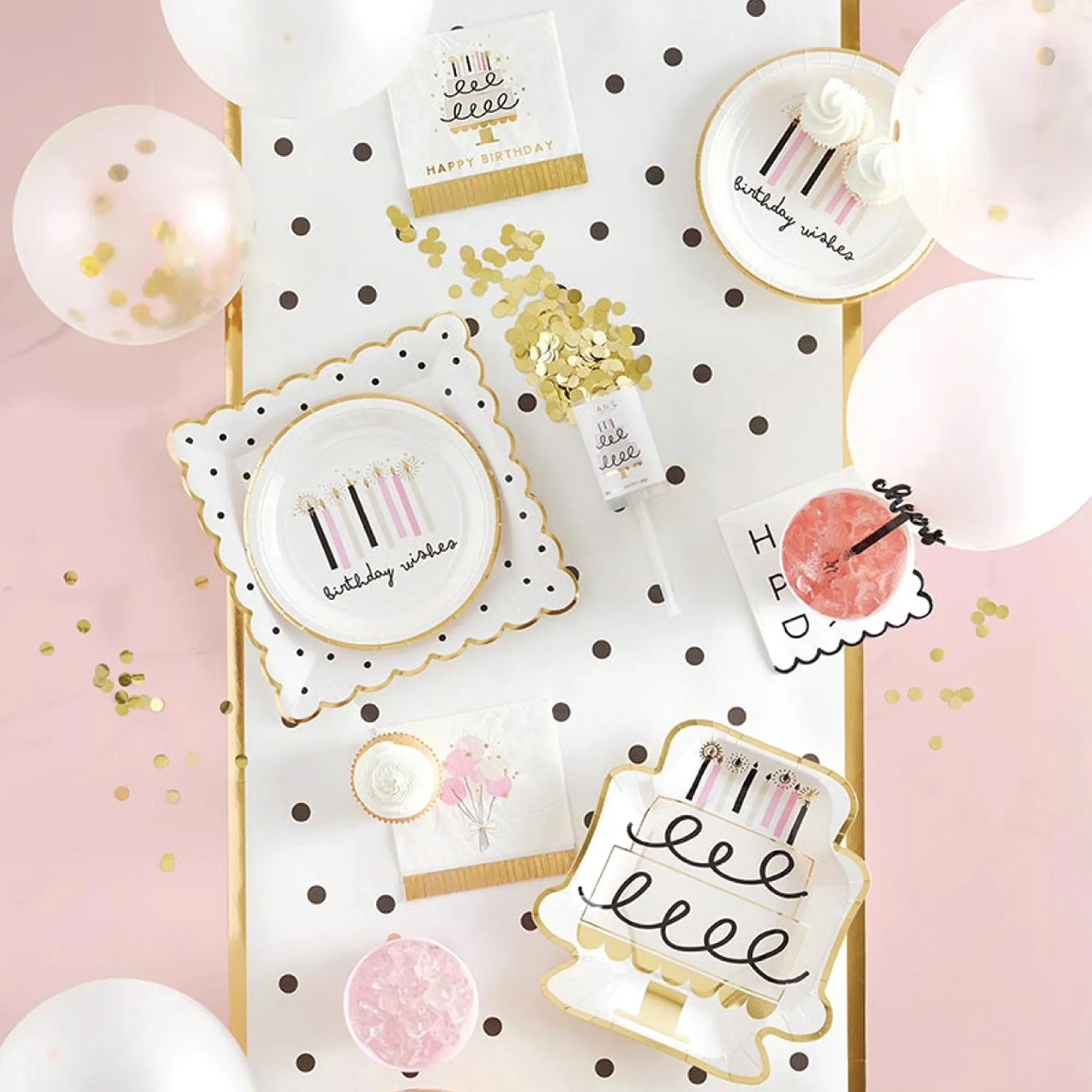 Happy Birthday Cake Fringed Dessert Napkins 20ct