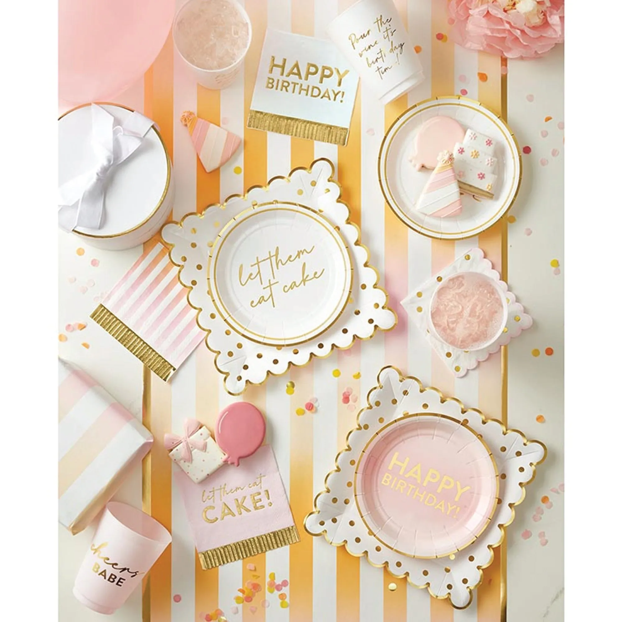 Happy Birthday Gold Fringed Dessert Napkins 20ct