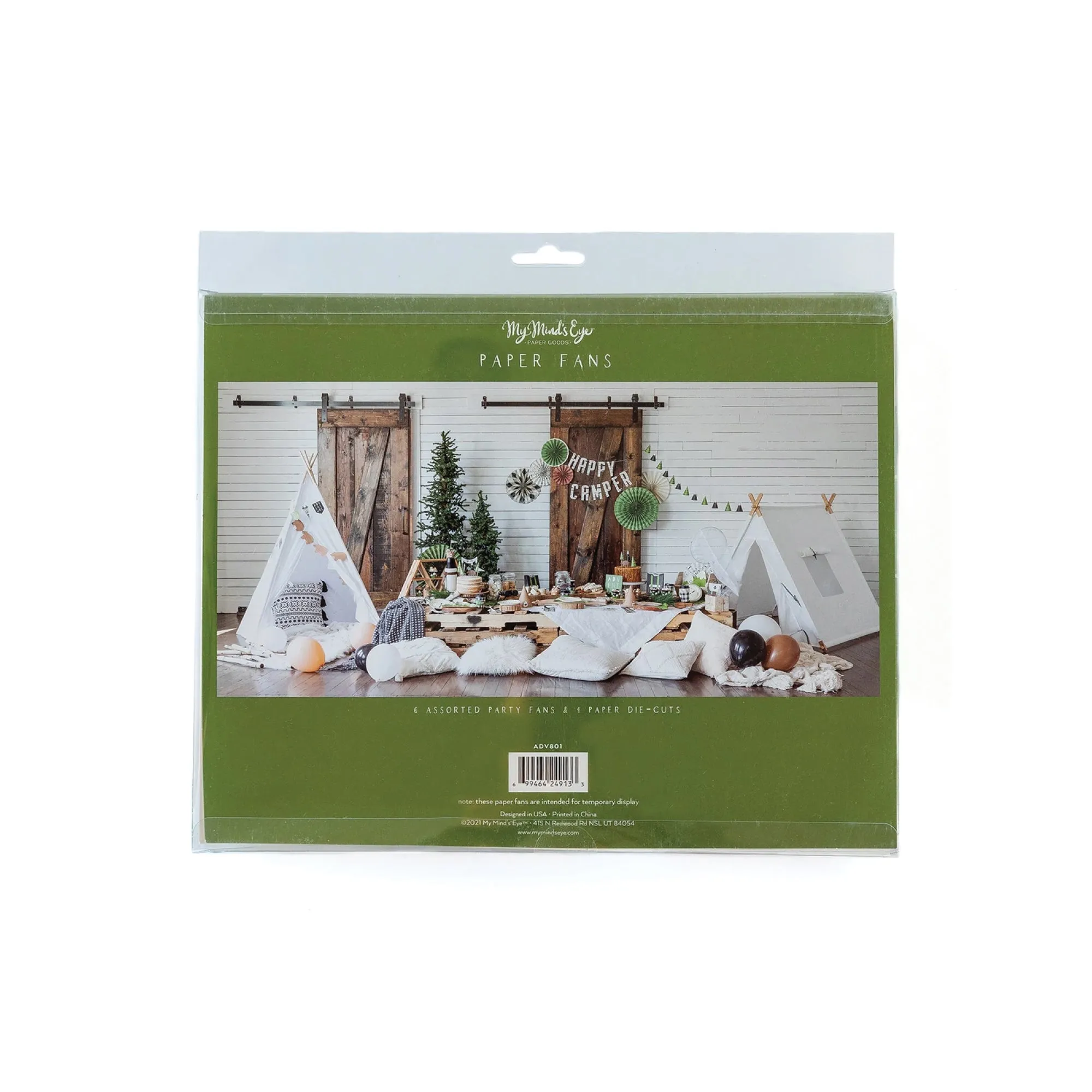 Happy Camper Paper Fan Decorations 10pc