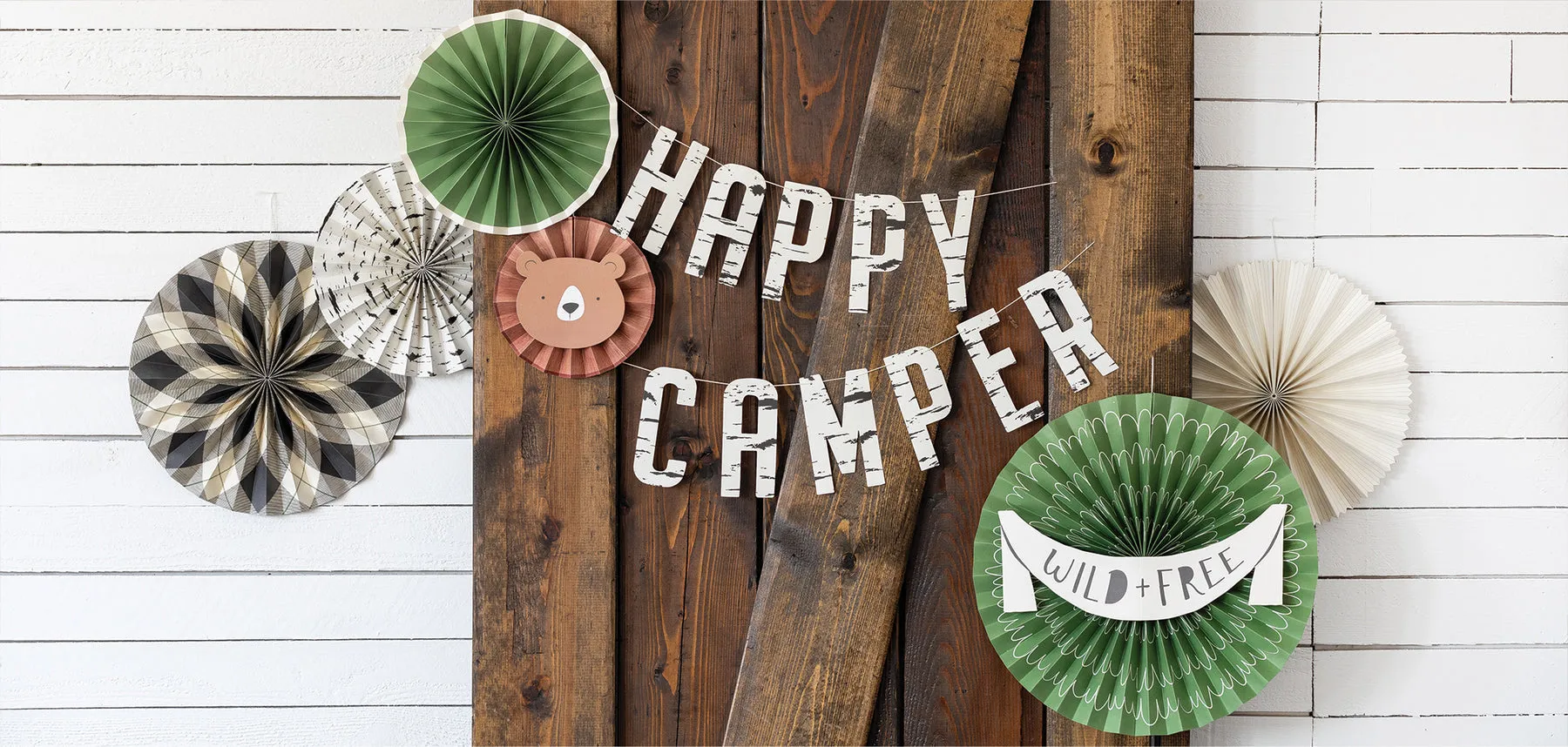 Happy Camper Paper Fan Decorations 10pc