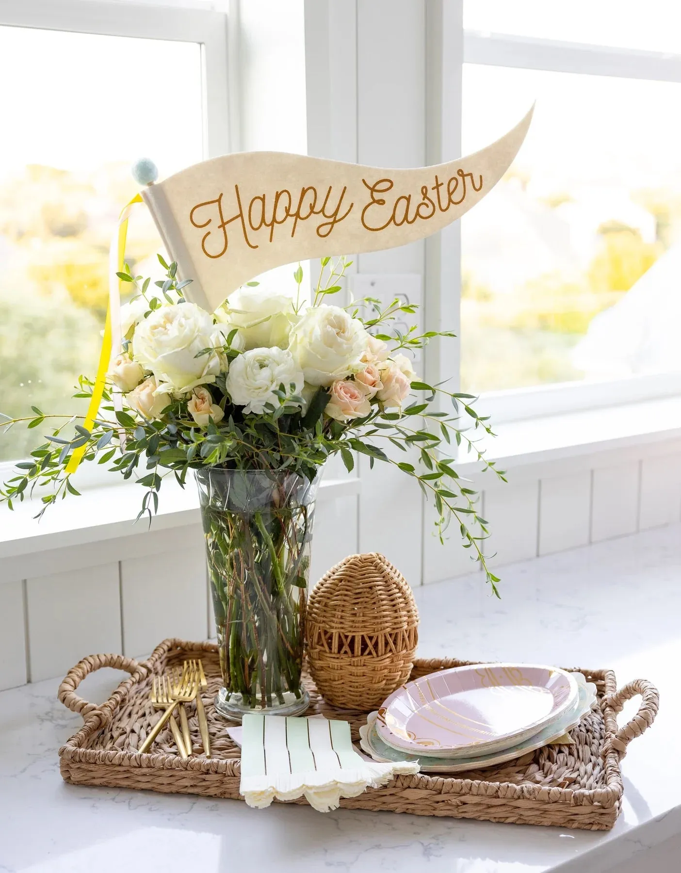 Happy Easter Felt Pennant Flag