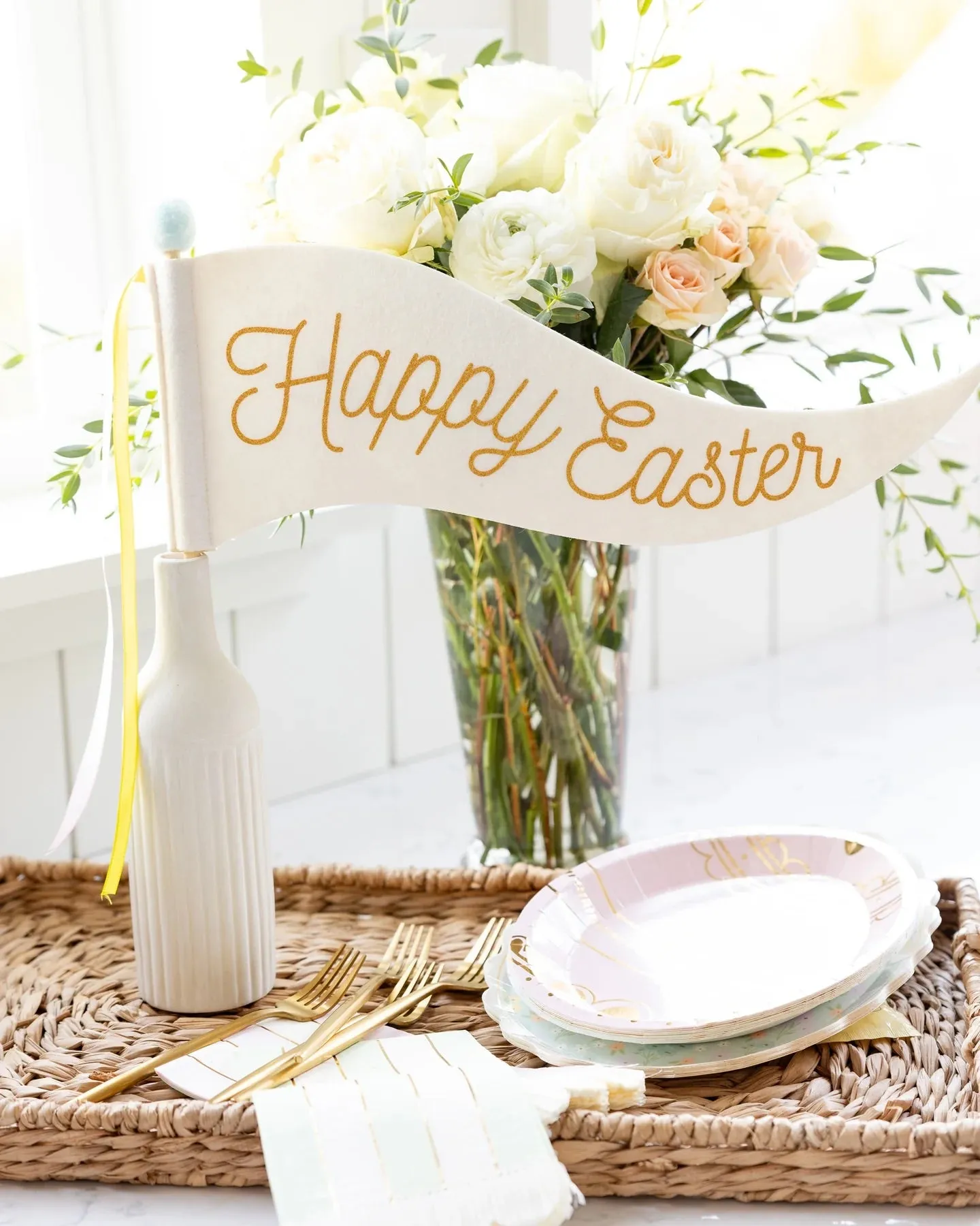 Happy Easter Felt Pennant Flag