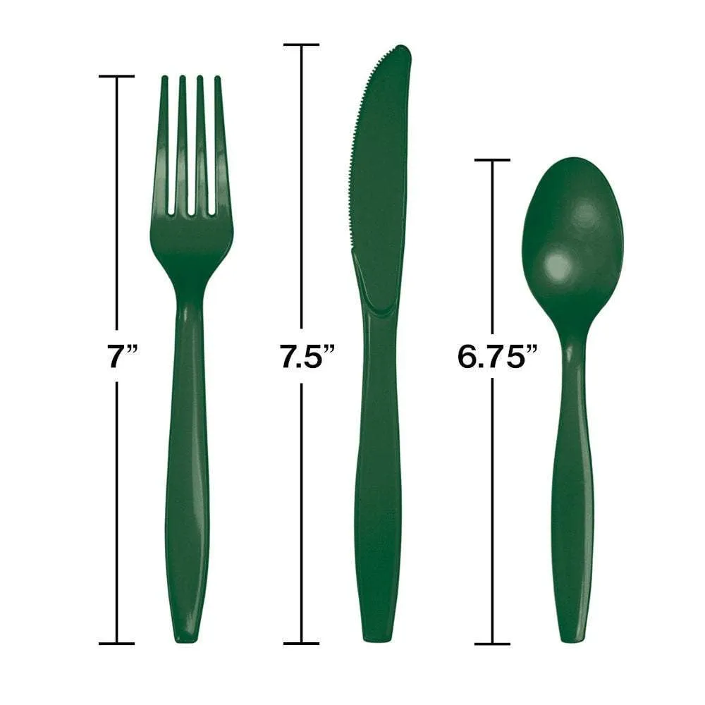 Hunter Green Premium Plastic Cutlery Set for 8