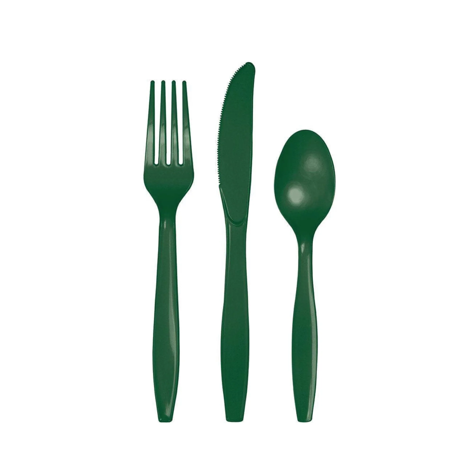 Hunter Green Premium Plastic Cutlery Set for 8