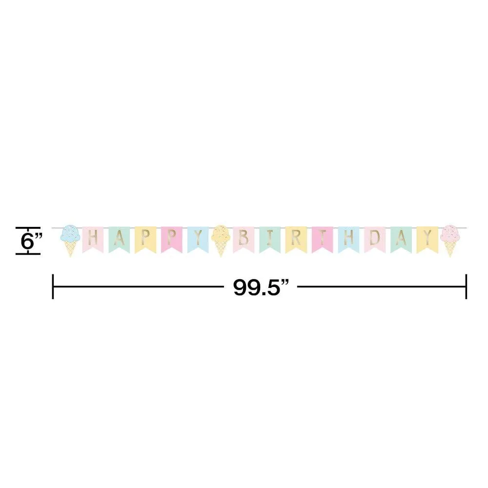 Ice Cream Happy Birthday Banner 8.3ft