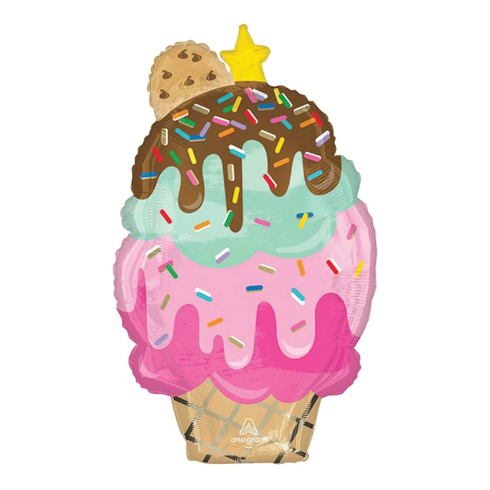 Ice Cream Sundae Cone Foil Balloon 30in