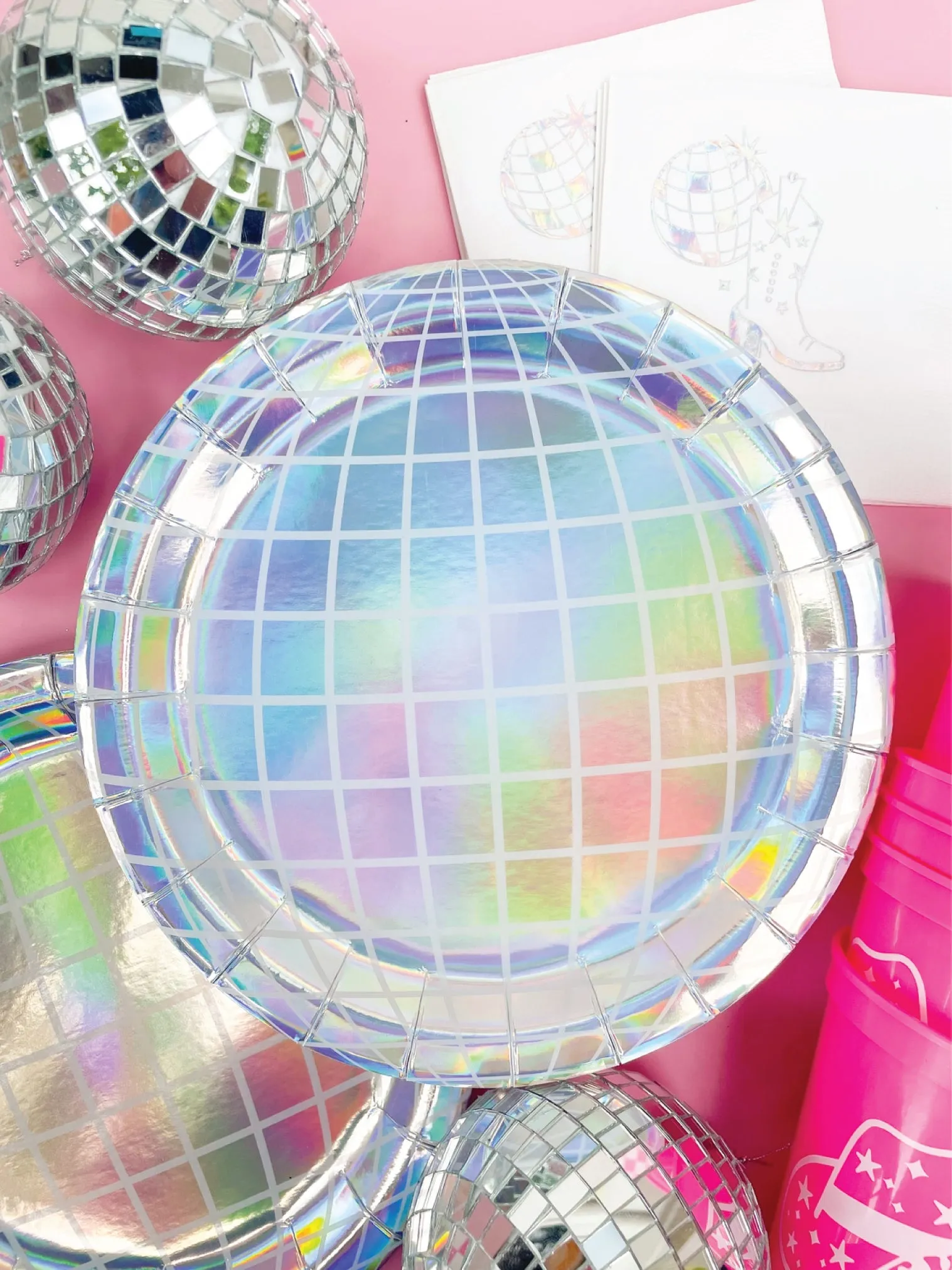 Iridescent Disco Ball Lunch Plates 8ct