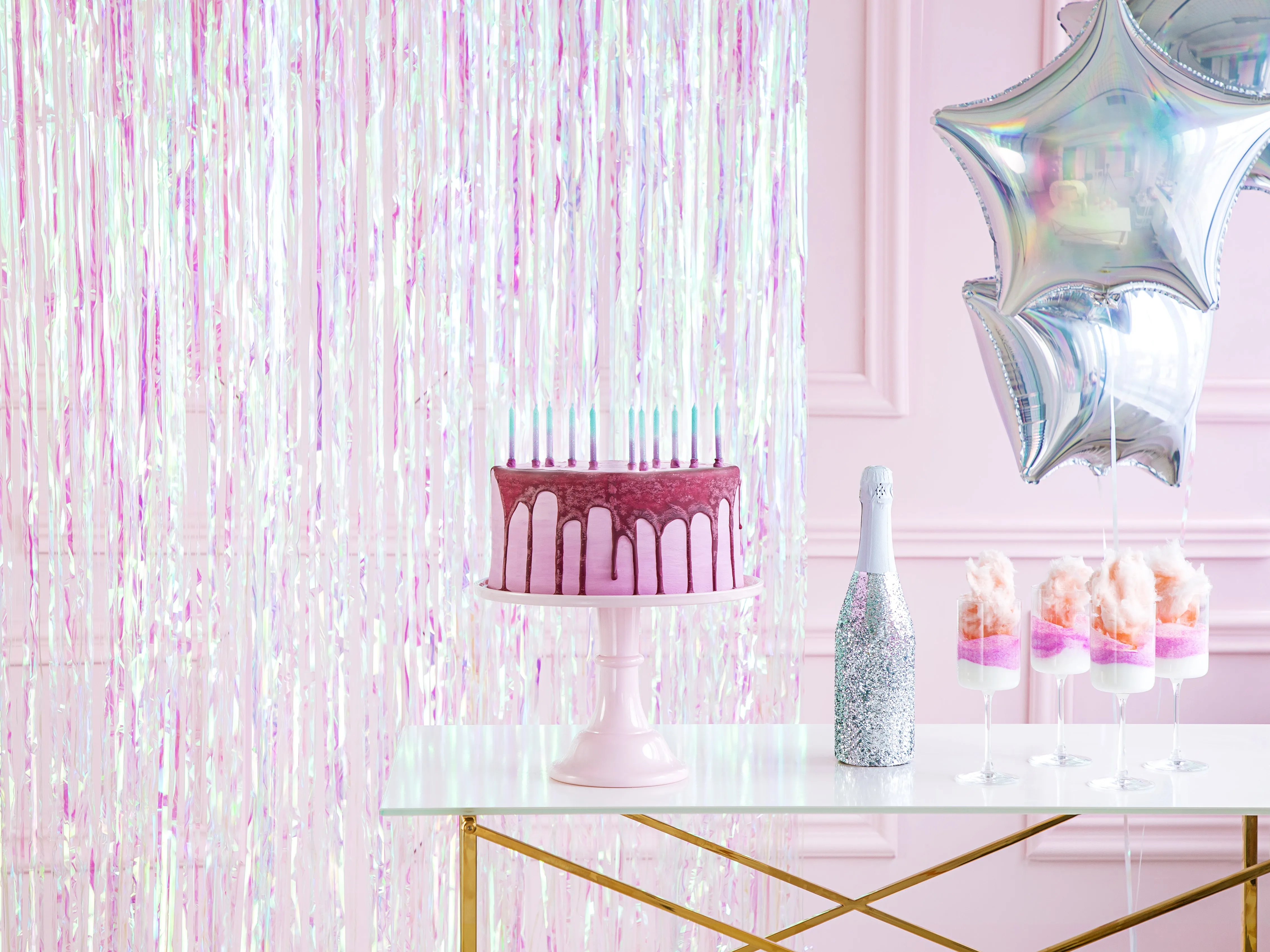Iridescent Fringe Curtain Backdrop 3ft