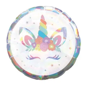 Iridescent Round Unicorn Balloon 18