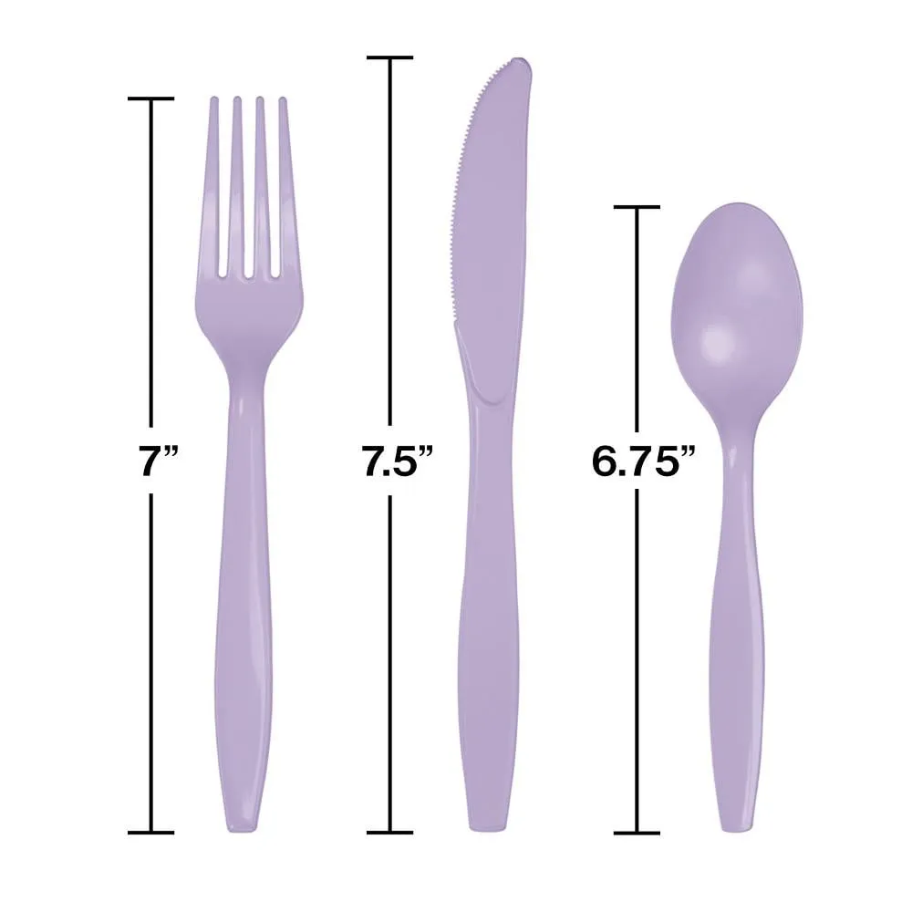 Lavender Plastic Cutlery Set for 8