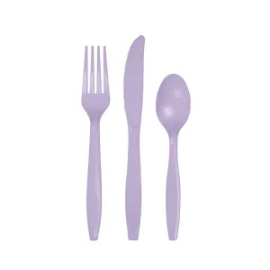 Lavender Plastic Cutlery Set for 8