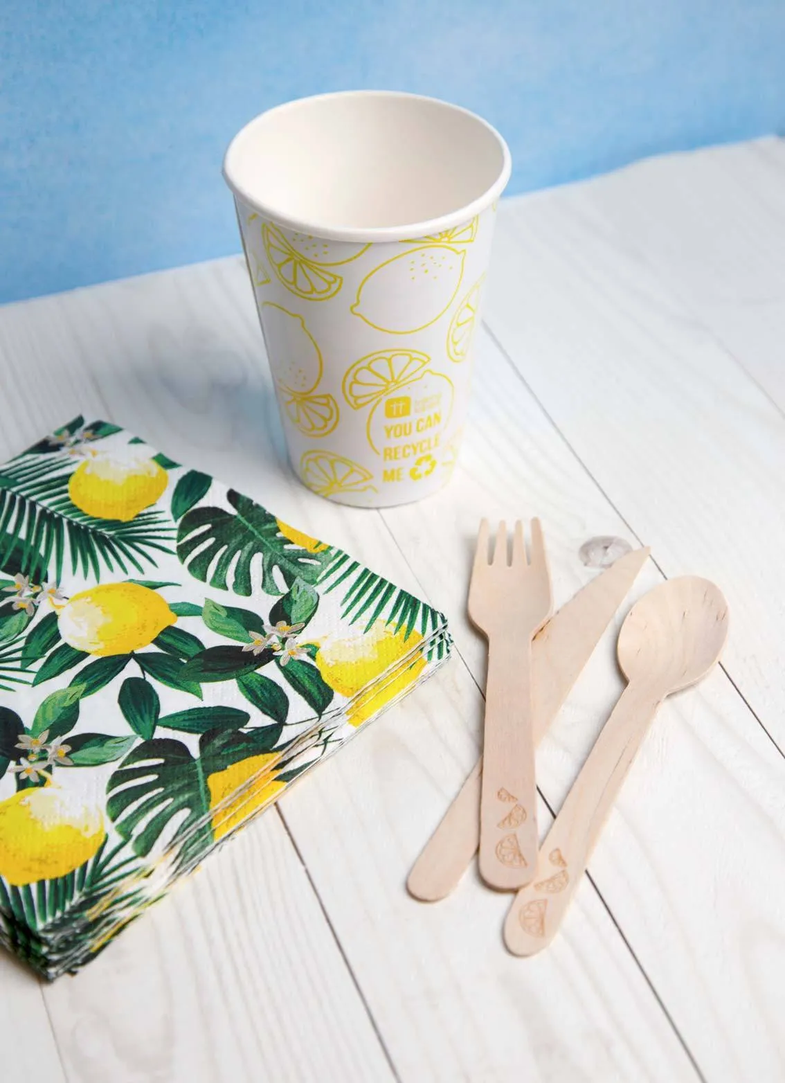 Lemon Wooden Cutlery Set for 6