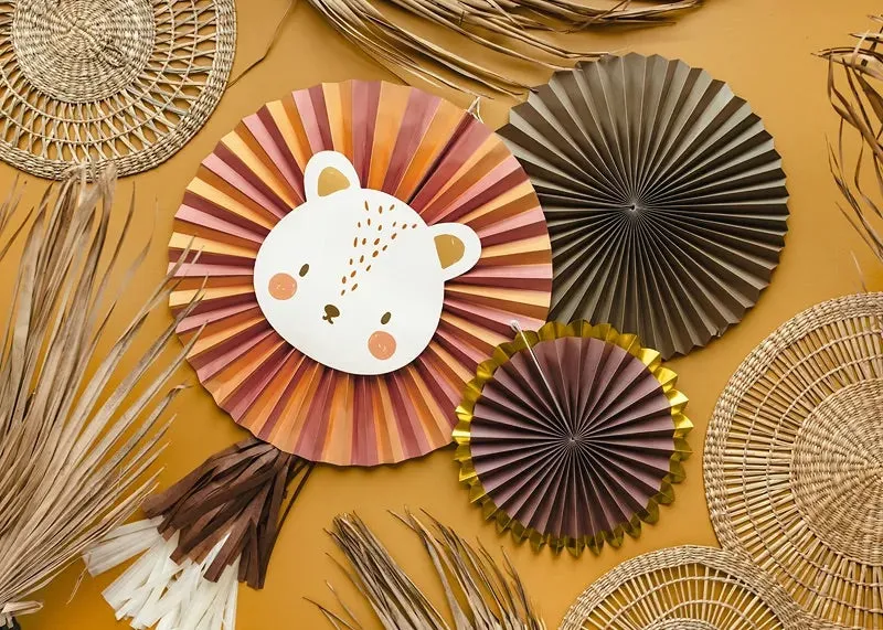 Leo the Lion Paper Fan Decorations 3ct