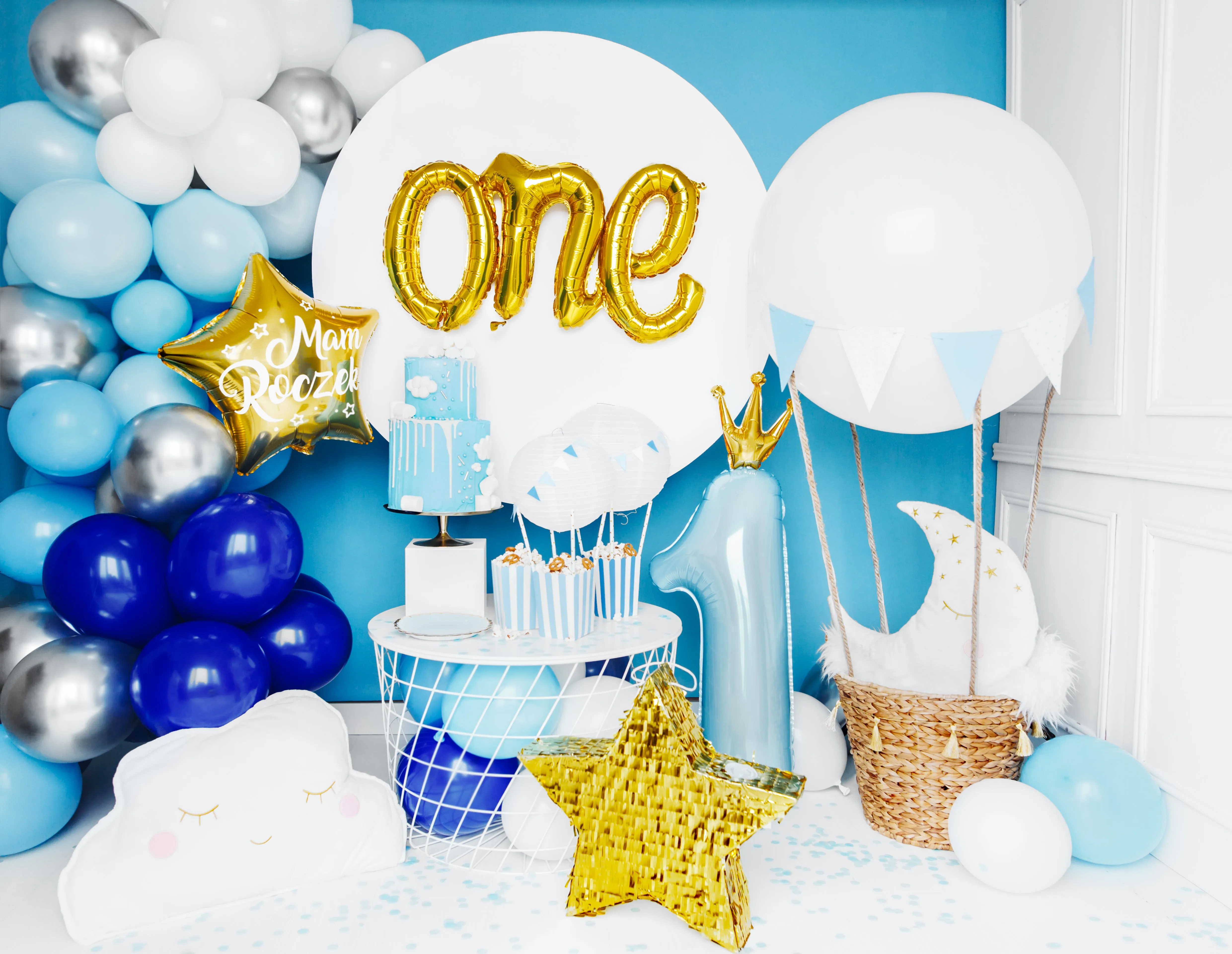 Light Blue Prince Foil Number 1 Balloon 35.5in