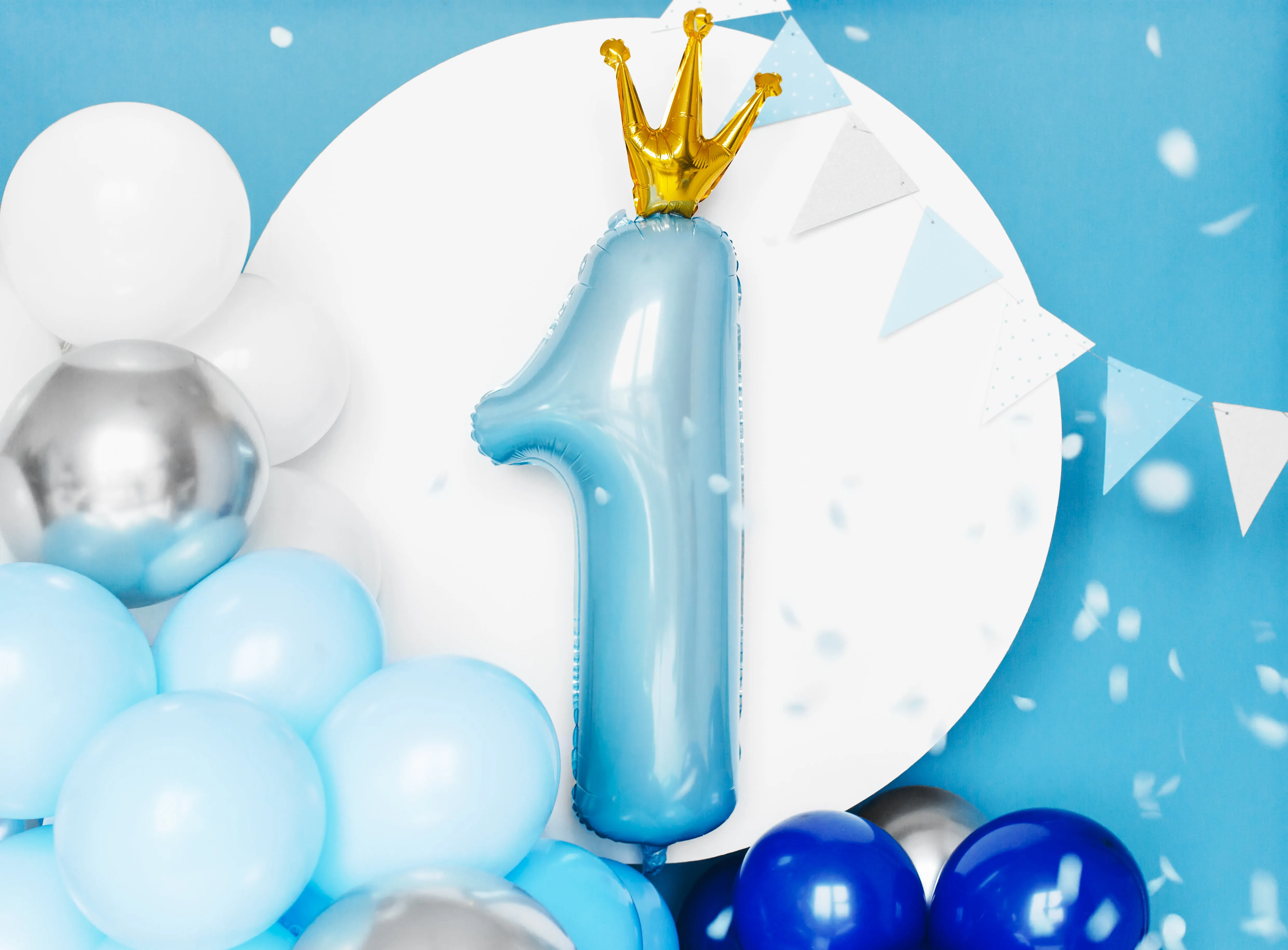 Light Blue Prince Foil Number 1 Balloon 35.5in