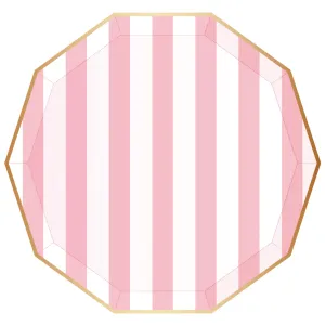 Light Pink Cabana Striped Dinner Plates 8ct