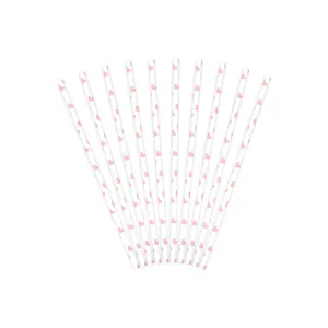 Light Pink Heart Paper Straws 10ct