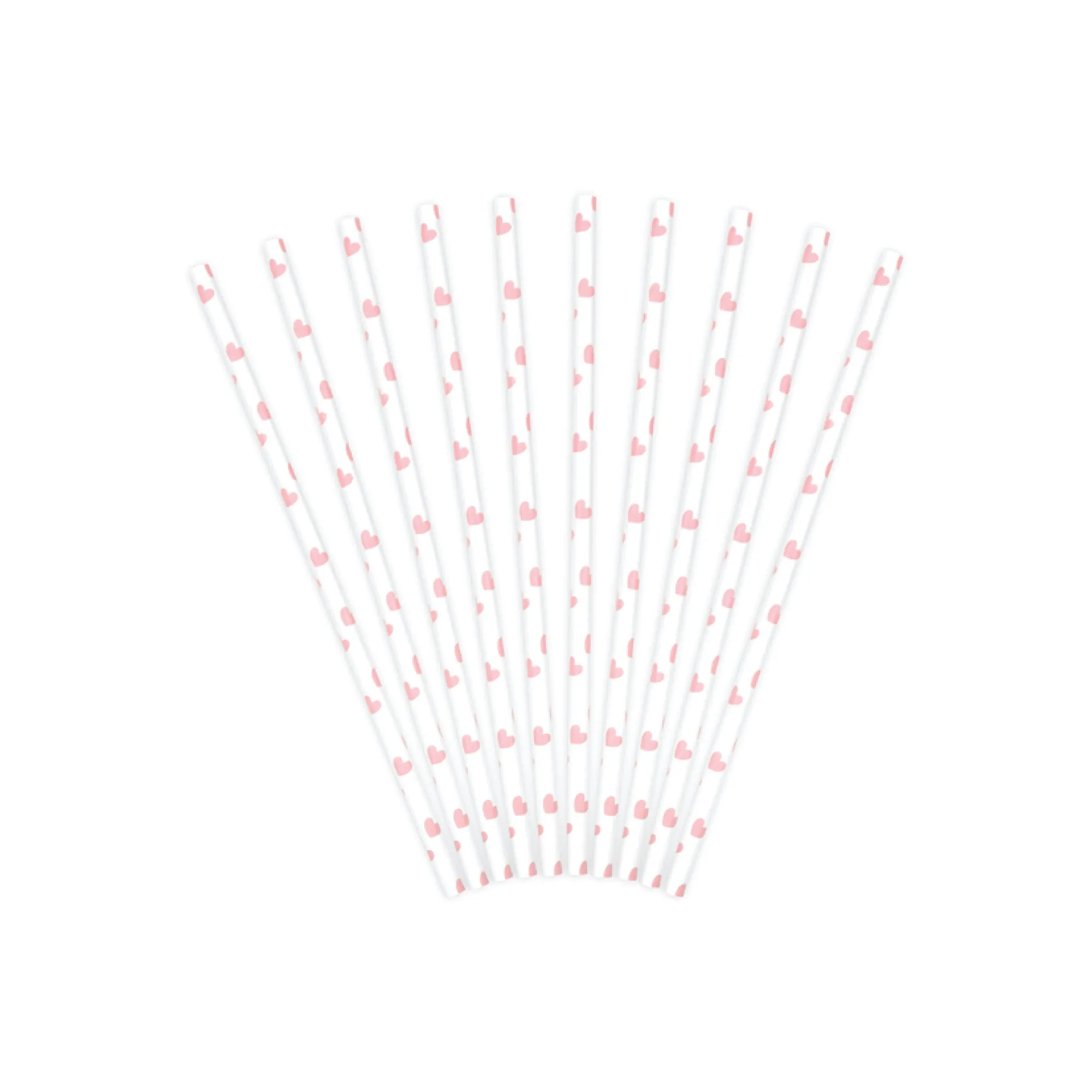 Light Pink Heart Paper Straws 10ct